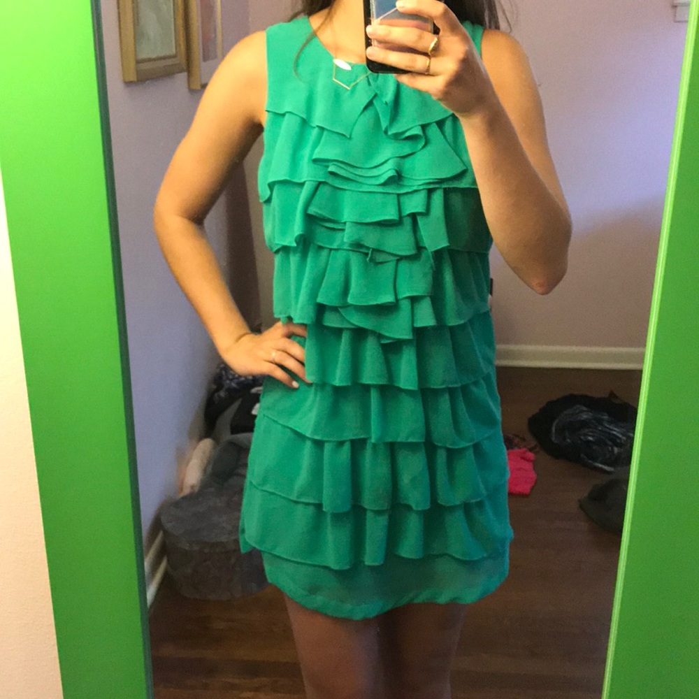 Adorable Ruffled Green Dress - Picture 3 of 3